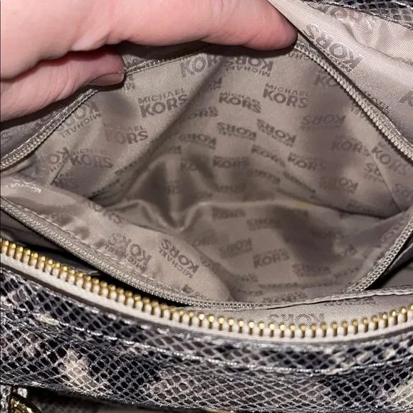 Michael Kors Black and Gray Snake Skin Shoulder Bag - Picture 8 of 11